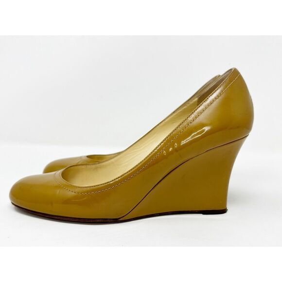 Kate Spade Kiki Camel Patent Leather Wedge Pumps Size 8 - Picture 4 of 14